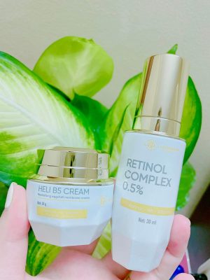 Combo tái sinh Retinol complex 0.5 và kem phục hồi heli B5 Combo tái sinh Retinol complex 0.5 và kem phục hồi heli B5